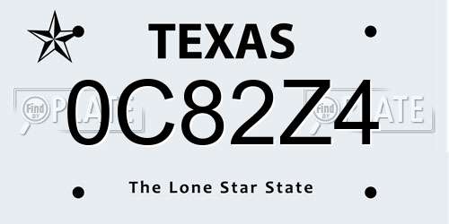 0C82Z4 Texas License Plate