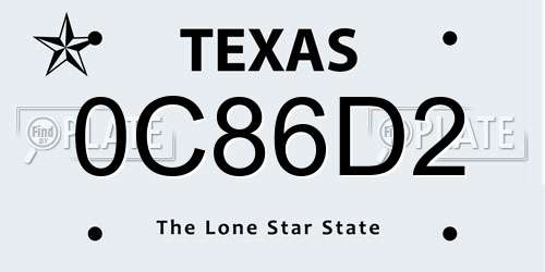 0C86D2 Texas License Plate