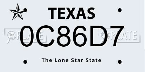 0C86D7 Texas License Plate