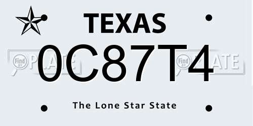 0C87T4 Texas License Plate