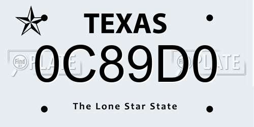0C89D0 Texas License Plate