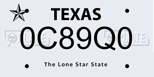0C89Q0 Texas License Plate