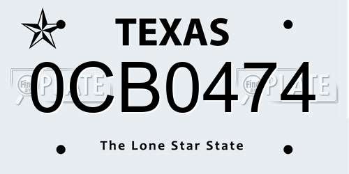 0CB0474 Texas License Plate
