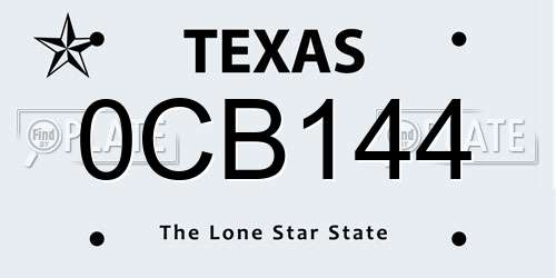 0CB144 Texas License Plate