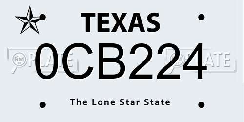 0CB224 Texas License Plate