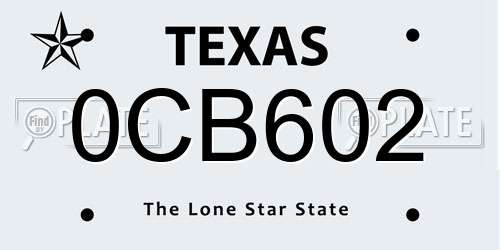 0CB602 Texas License Plate