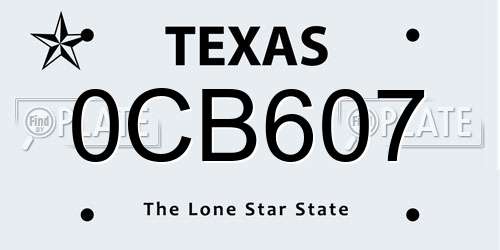 0CB607 Texas License Plate