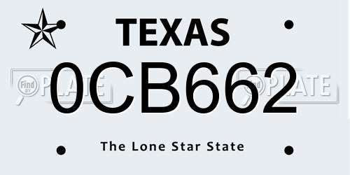 0CB662 Texas License Plate