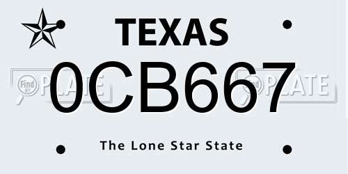 0CB667 Texas License Plate