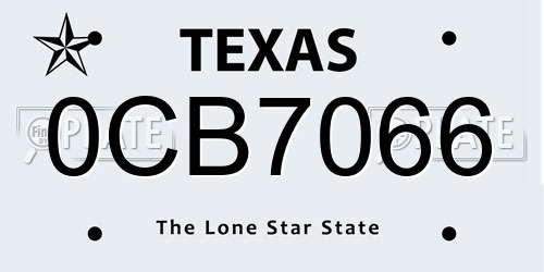 0CB7066 Texas License Plate