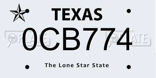 0CB774 Texas License Plate
