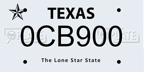 0CB900 Texas License Plate