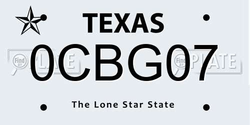 0CBG07 Texas License Plate