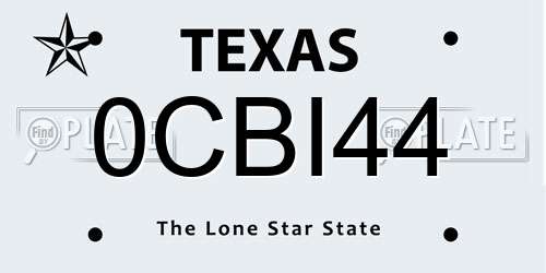0CBI44 Texas License Plate