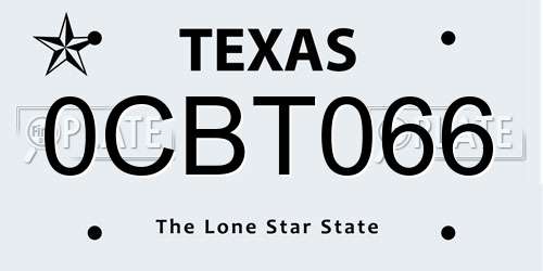 0CBT066 Texas License Plate