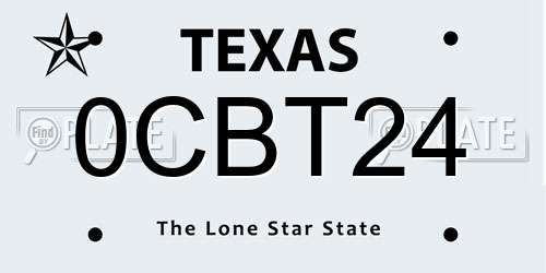 0CBT24 Texas License Plate