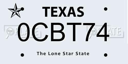 0CBT74 Texas License Plate