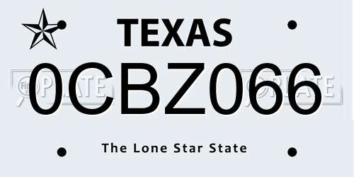 0CBZ066 Texas License Plate