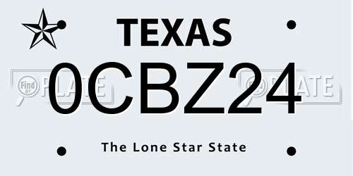 0CBZ24 Texas License Plate