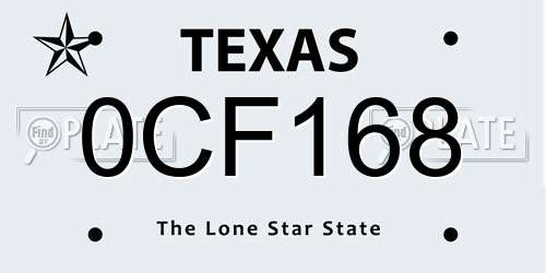 0CF168 Texas License Plate