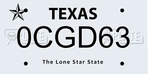 0CGD63 Texas License Plate