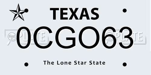 0CGO63 Texas License Plate