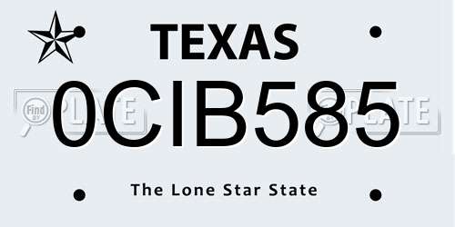 0CIB585 Texas License Plate