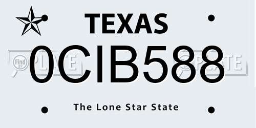 0CIB588 Texas License Plate