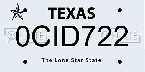 0CID722 Texas License Plate