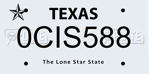 0CIS588 Texas License Plate