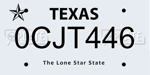 0CJT446 Texas License Plate