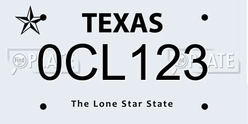 0CL123 Texas License Plate