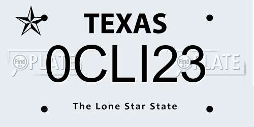 0CLI23 Texas License Plate