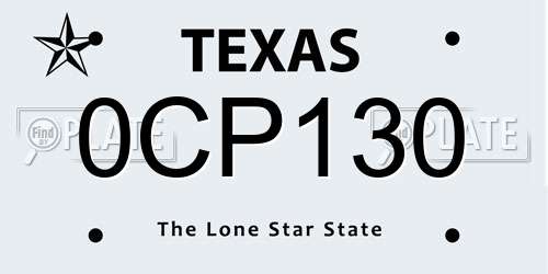 0CP130 Texas License Plate