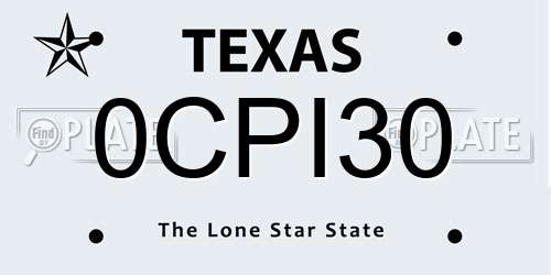 0CPI30 Texas License Plate