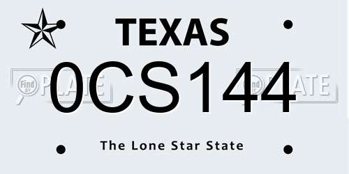 0CS144 Texas License Plate