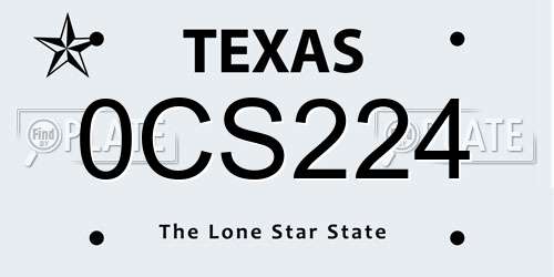 0CS224 Texas License Plate
