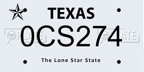 0CS274 Texas License Plate
