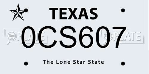 0CS607 Texas License Plate