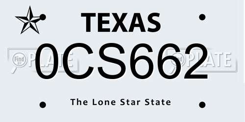 0CS662 Texas License Plate