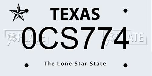 0CS774 Texas License Plate