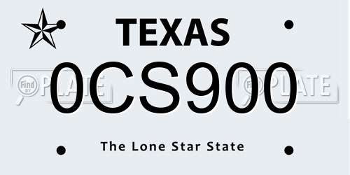 0CS900 Texas License Plate