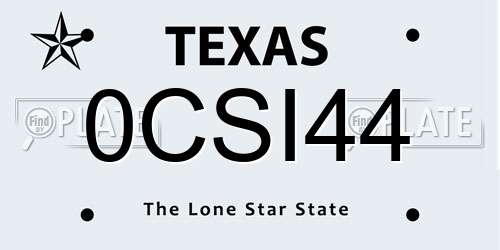 0CSI44 Texas License Plate