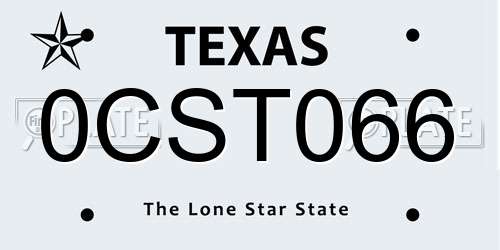 0CST066 Texas License Plate