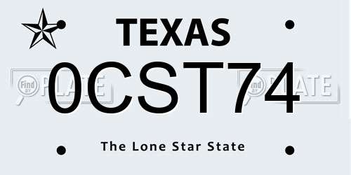 0CST74 Texas License Plate