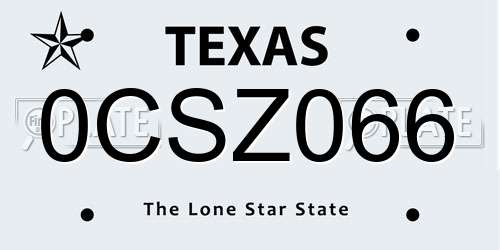 0CSZ066 Texas License Plate
