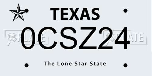 0CSZ24 Texas License Plate
