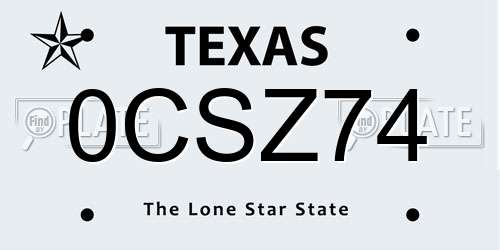 0CSZ74 Texas License Plate