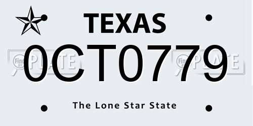 0CT0779 Texas License Plate