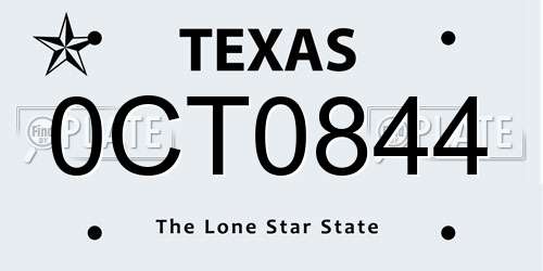 0CT0844 Texas License Plate